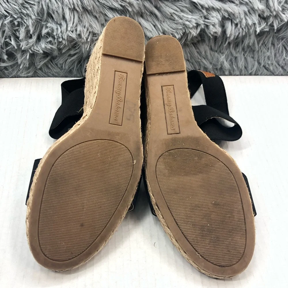 Tommy Bahama Wedges Womens 10 Sakura Elastic Espadrille Sandals Shoes Black